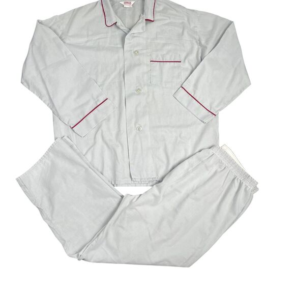 Vintage P.J. Knight Men XL Pajamas Sleepwear Set Grey Top Bottom Grandpa Summer - Picture 1 of 9